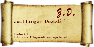 Zwillinger Dezső névjegykártya